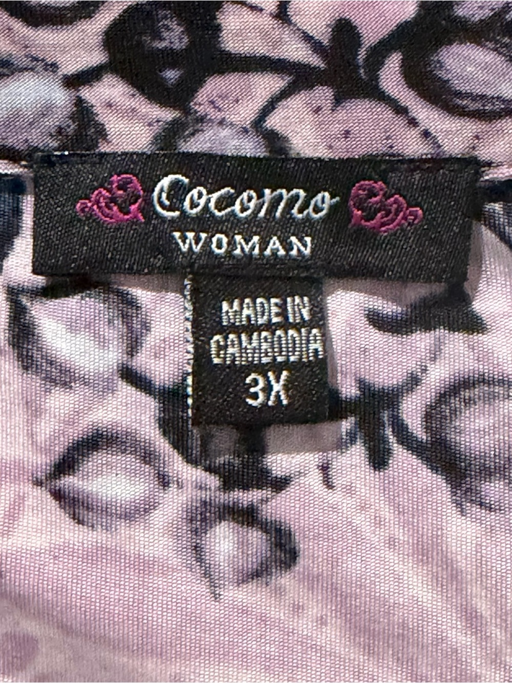 Cocomo Womens 3/4 Sleeve Floral Top Size 3X Purple Blue Office Career Stretch - Picture 3 of 8